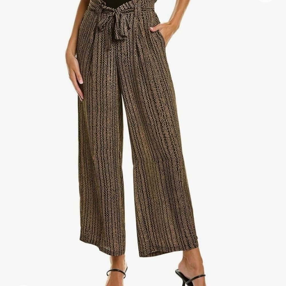 Max Studio Paperbag Belt Pant‎ Blue S NWT